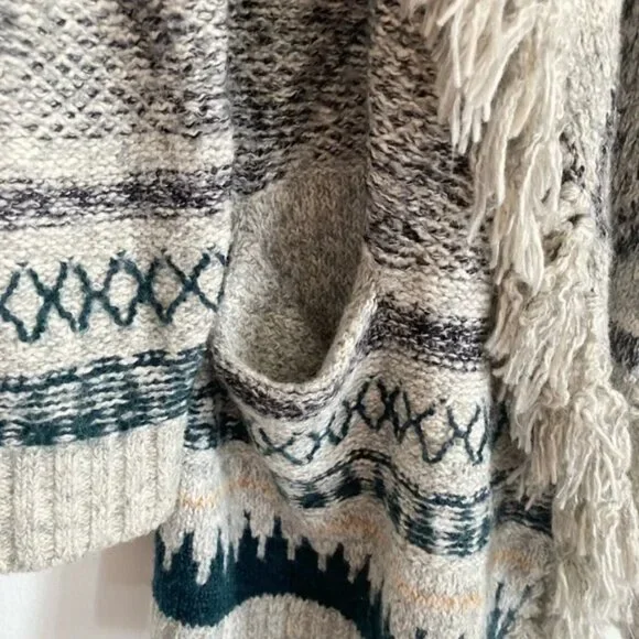 CABI Shetland Fringe Drape Front Oversized Waterfall Cardigan Sweater Size Small - Picture 6 of 11